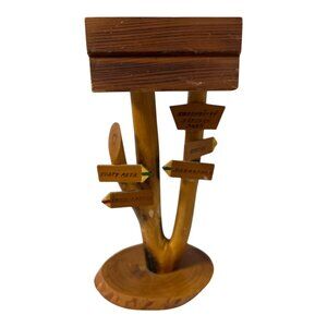Vintage Czech Krkonoše Wooden Signpost Souvenir “Rozcestník” Vrchlabí Folk Art